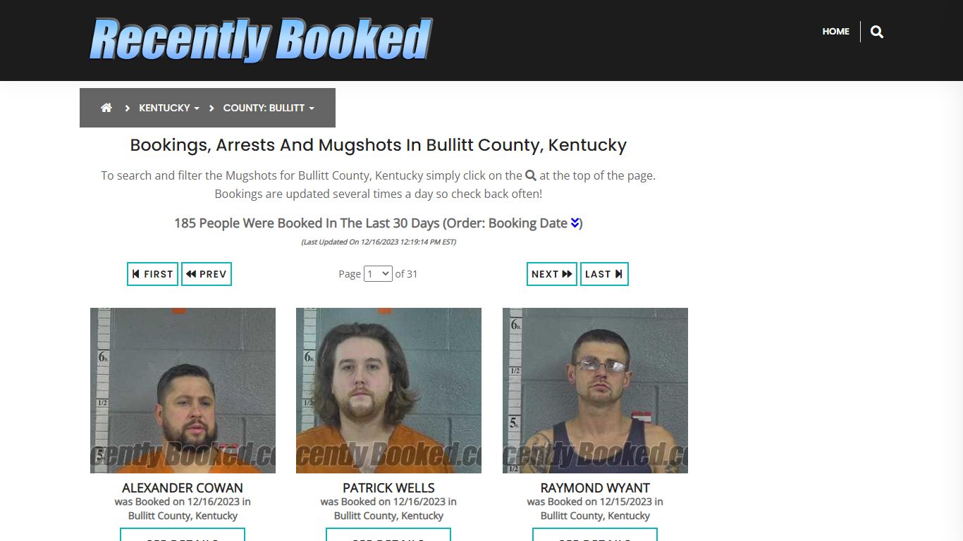 Recent bookings, Arrests, Mugshots in Bullitt County, Kentucky